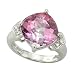 14K White Gold 0.05 ct. Diamond and 7 3/4 ct. Cushion Cut Pink Topaz Fashion Ring