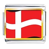 Denmark Flag Italian Charms Bracelet Link