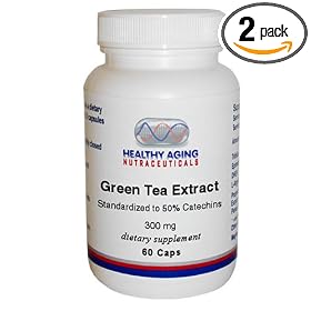 Healthy Aging Nutraceuticals Green Tea Extract 300 Mg Standardized To 50% Catechins 60 Caps (Pack of 2)