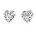 Sterling Silver Cubic Zirconia Pave Diamond Heart Earrings .925