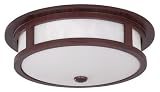 American Fluorescent RZF313RWEC Rosetta Flushmount Ceiling Light, Satin Rosewood Veneer Frame, 17-Inch