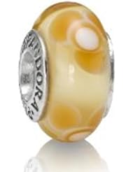 Genuine PANDORA Sterling Silver Orange Flower Murano Glass Charm 790645