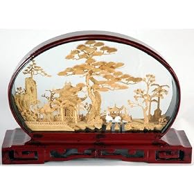 Unique Father's Day Gift Ideas Him Her - Oriental Cork Carvings in Glass Case - 3 Designs