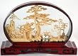 Unique Holiday Gift Idea For Her Him - 13" Ming Chinese Teahouse & Pine Oriental Cork Carving