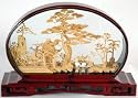 Unique Holiday Gift Idea For Her Him - 13" Ming Chinese Teahouse & Pine Oriental Cork Carving