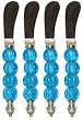 Decorative Pate Knife with Aqua Blue Glass Bead Handle Set of Four