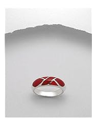 Red Resin Reconstructed stones Ring In 92.5 Sterling Silver