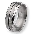 Grooved Ridged Edge Brushed & Polished Titanium Ring (8.0 mm) - Sizes 7-13.5