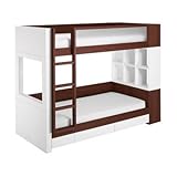 IMAGE OF Duet Bunk Bed Frame Finish: Dark Catalpa Wood, Cabinet Color: Cotton Candy Pink, Under Bed Storage: With Drawer