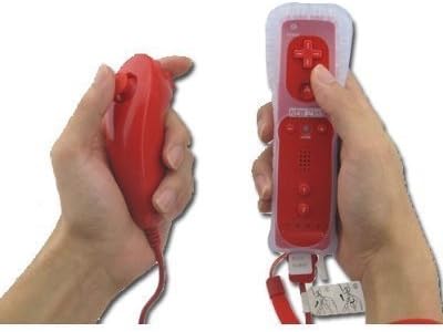 New 2 in 1 Remote Nunchuck Controller and Built-in Motion Plus for Nintendo Wii Color - RED