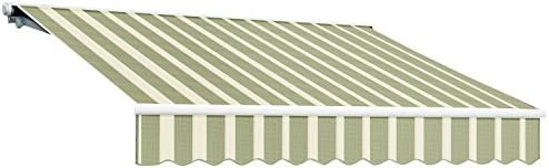 Awntech 20-Feet Galveston Semi-Cassette Manual Retractable Awning, 120-Inch Projection, Sage/Cream