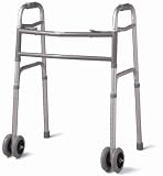 Medline Bariatric Two Button Folding Walker, 500 Lb Weight Capacity, 20 Inch Wide, With 5 Inch Wheels