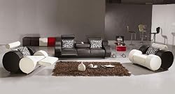 3PC NEW MODERN RECLINER W/ CUP HOLDER LEATHER SOFA SET- V-3088