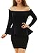 Allegra K Women Off Shoulder Long Sleeves Slim Fit Peplum Top