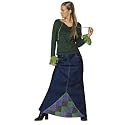 Denim & Green Patchwork - Long Ladies Skirt