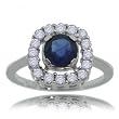 Sapphire & Diamond Cocktail Ring in Solid White Gold Size 7