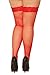 Seven Til Midnight Women's Plus-Size Fishnet Thigh High With Lace Top Stocking, Red, Queen Size