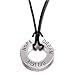 Sterling Silver Hope Dream Believe Open Circle Pendant on Black Cord Necklace