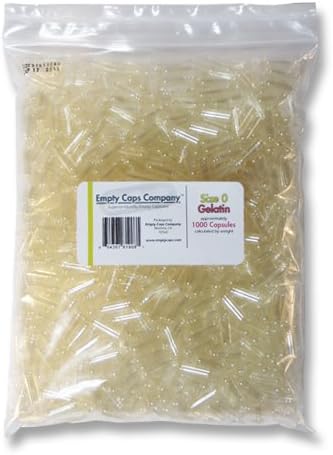 1000 Empty Gelatin Capsules Size 0 Clear
