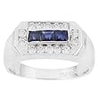 14K White Gold Man's Sapphire and Diamond Ring