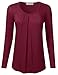 FLORIA Womens Ruched Round Neck Long Sleeve Solid Basic Blouse Top (S-3XL)