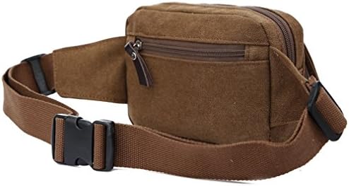 Mjhong Unisex's Canvas Waist Pouch Travel Hip Purse Bag On Belt Waist Pack Coffee
