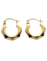 9ct Yellow Gold Faceted Creole Design Hoop Earrings