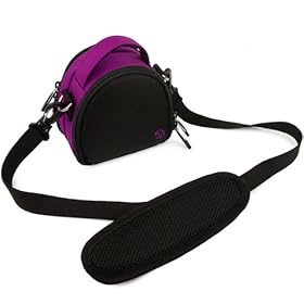 Purple VG Mini Laurel Compact Nylon Carrying Pouch with Removable Shoulder Strap for Fujifilm FinePix F660EXR Point & Shoot Digital Camera