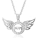 Sterling Silver Heart Love Angel Wing Mothers Day Diamond Pendant Necklace (GH, I1-I2, 0.16 carat)