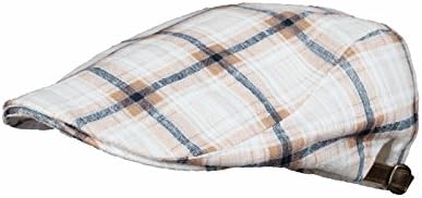 WITHMOONS LD3075 Classical Plaid Check Pattern Linen Newsboy Hat Flat Cap (Orange)