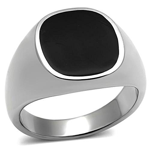 Men's 316L Stainless Steel Jet Black Epoxy Center Ring