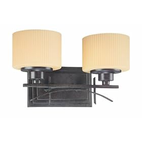 Thomas Lighting M1562-40 Trellis Two-Light 15-Inch W by 8-1/2-Inch H Bath Light, Burnished Umber