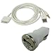 White Compact Car Socket Universal USB Mini Car Charger Adapter + White USB 3.5mm JACK Car AUX Audio/Charger/sync Connector for iPod, iPhone 2G/3G/3GS/4G