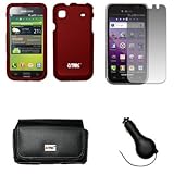 EMPIRE Black Leather Case Pouch with Belt Clip and Belt Loops + Red Rubberi ....