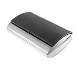 Produkt-Bild: Incutex Visitenkarten Etui schwarz / Chrom, aus Leder, H&uuml;lle f&uuml;r Visitenkarte, Aufbewahrung f&uuml;r Gesch&auml;ftskarten Beh&auml;ltnis f&uuml;r Karten, K&auml;rtchen - Box