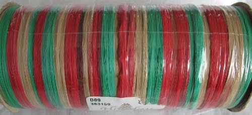 Holiday Elegance SPOOL of WRAPHIA RIBBON 50 FEET Long MULTI COLOR w RED, TAN & GREEN Colors