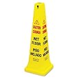 Rubbermaid Commercial Four-Sided Caution, Wet Floor Yellow Safety Cone, 12-1/4 x 12-1/4 x 36 (6276-77)