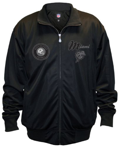 NFL Men's Miami Dolphins Pitch Black Track Jacket (Black, 2X-Large)