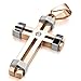 Men's Stainless Steel Pendant Necklace CZ Silver Tone Rose Gold Cross -with 23 inch Chain