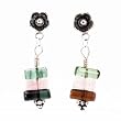 Tourmaline Gemstone Bead Dangle Earrings on a Sterling Silver Flower Post, #7455