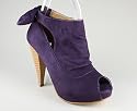 Suede Bow Back Peep Toe Bootie
