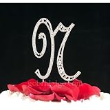 Swarovski Crystal Monogram Cake Topper Vintage Style - Letter N
