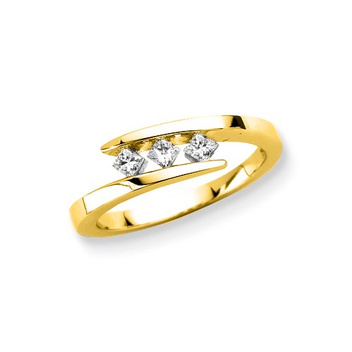 3 Diamond Princess Cut Anniversary Ring 1/4 ct. in 14K Yellow Gold