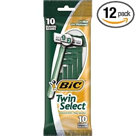 BIC Twin Select Twin Blade Disposable Shaver, Men, 10-Count (Pack of 12)