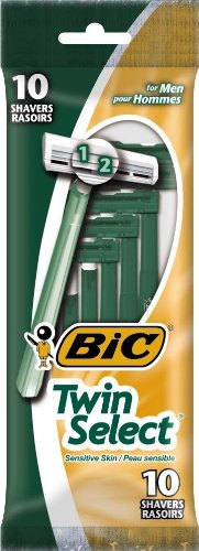 BIC Twin Select Twin Blade Razor For Men, 10-Count (Pack of 12)