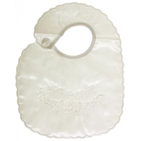 My christening day ivory satin christening bib Shoulder Fastening