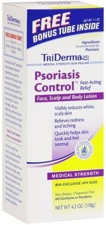 TriDerma MD Psoriasis Control Face Scalp &amp; Body Lotion (4.2 oz) with Bonus Tube (1.1 oz) by MISC BRANDS