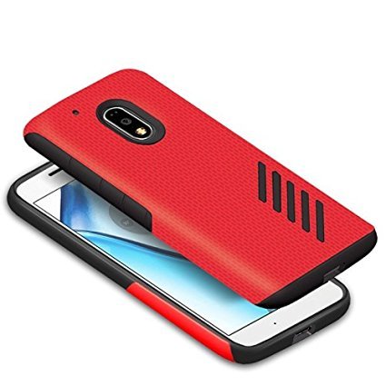 Orzly® Grip-Pro Case for MOTO G4 & G4 PLUS - ROYAL RED (2016 Lenovo / Motorola Model) - Durable & Light-Weight Twin Layer Case for Added Grip & Protection