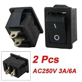 Como 2 Pcs ON/OFF Position Rectangular Rocker Switch Black