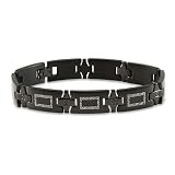 Stainless Steel Black Plated Laser Etched Greek Key Design Men's Bracelet (12mm Wide) - 8 Inches